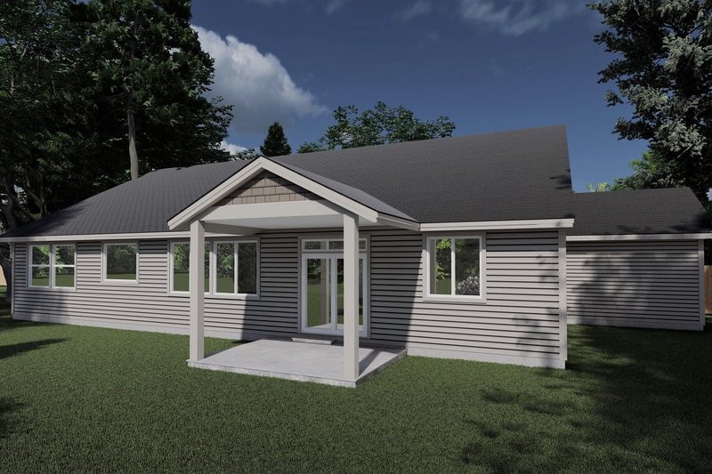 House Blueprint - Exterior - Rear Elevation for Craftsman House Plan #53-562 - 4 bed, 2 bath
