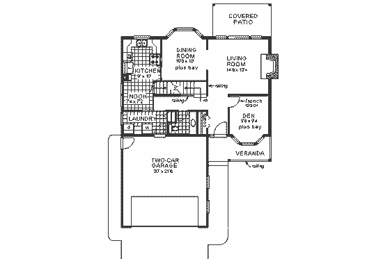 Floor Plan - Main Floor for European House Plan #18-203 - 3 bed, 2.5 bath