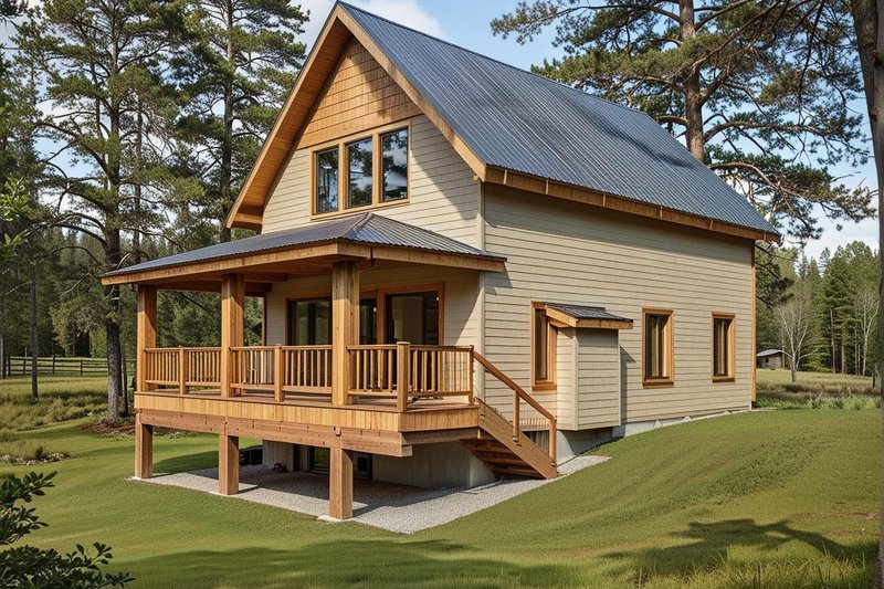Home Plan - Exterior - Front Elevation for Bungalow House Plan #117-543 - 1 bed, 1 bath