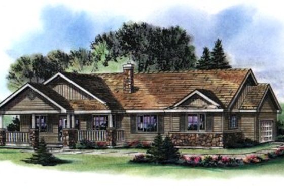 Exterior - Front Elevation 4 for Ranch House Plan #18-1035 - 3 bed, 2 bath