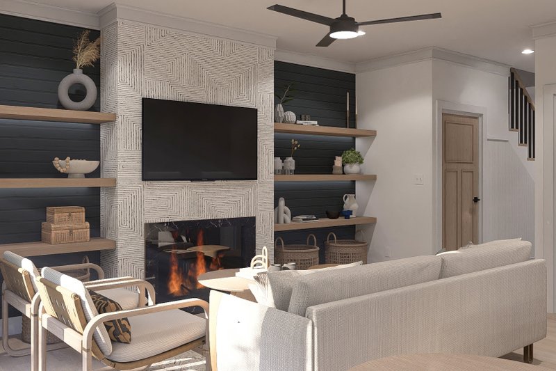 House Design - Interior - Family Room 1 for Farmhouse House Plan #455-402 - 3 bed, 2.5 bath