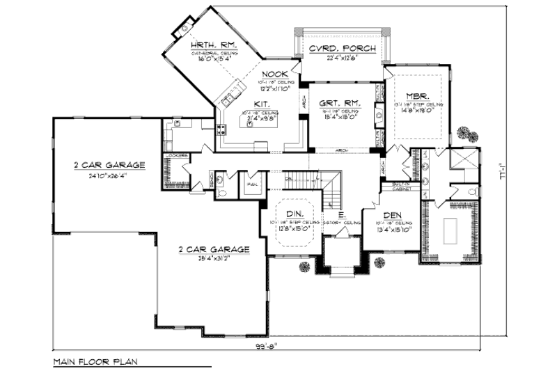 Home Plan - Floor Plan - Main Floor for European House Plan #70-959 - 4 bed, 3.5 bath