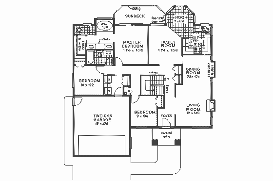 Floor Plan - Main Floor for Mediterranean House Plan #18-150 - 3 bed, 2 bath