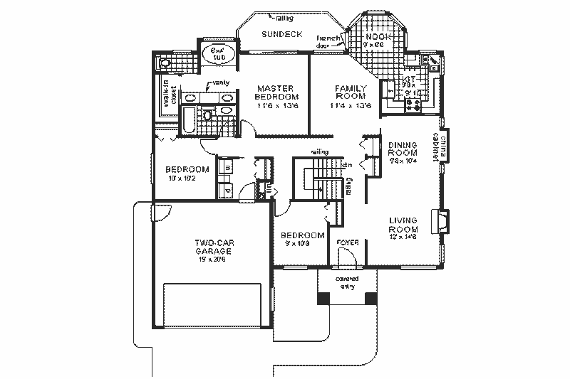 House Plan Design - Floor Plan - Main Floor for Mediterranean House Plan #18-150 - 3 bed, 2 bath