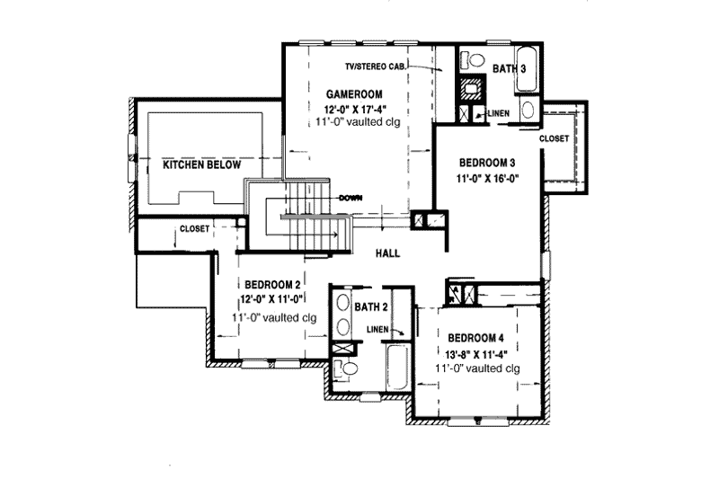 Dream House Plan - Floor Plan - Upper Floor for European House Plan #410-157 - 4 bed, 3.5 bath