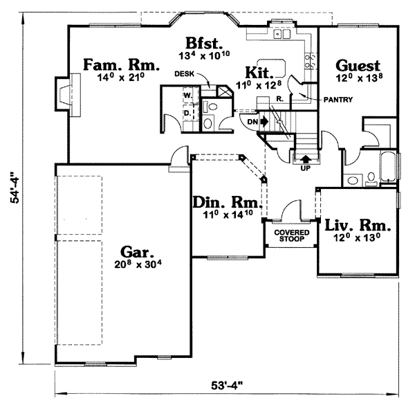 Traditional Style House Plan - 4 Beds 3.5 Baths 2752 Sq/Ft Plan #20 ...