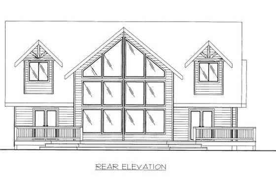 Exterior - Rear Elevation for Bungalow House Plan #117-779 - 3 bed, 2.5 bath