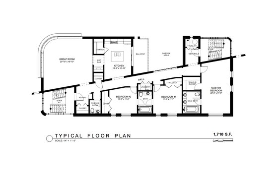 Floor Plan - Main Floor for Contemporary House Plan #535-22 - 9 bed, 6 bath