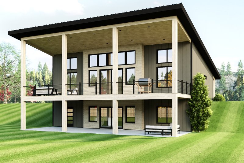 House Blueprint - Exterior - Rear Elevation 1 for Contemporary House Plan #1064-449 - 3 bed, 3.5 bath