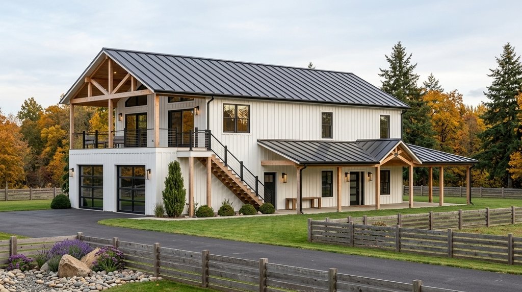 Exterior - Front Elevation 2 for Barndominium House Plan #1064-434 - 4 bed, 2 bath