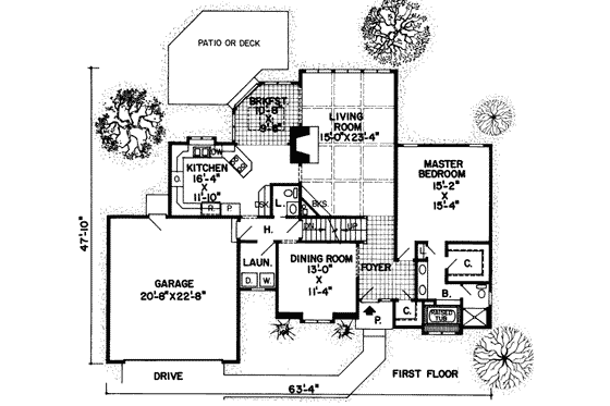 Floor Plan - Main Floor for Traditional House Plan #312-503 - 3 bed, 2.5 bath