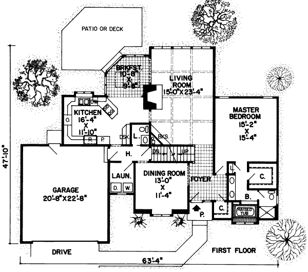 Floor Plan - Main Floor for Traditional House Plan #312-503 - 3 bed, 2.5 bath