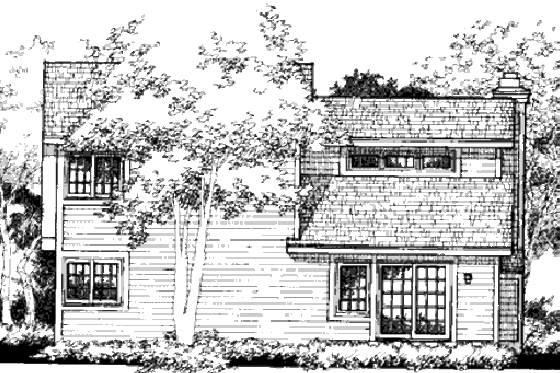 Exterior - Rear Elevation House Plan #320-134 - 3 bed, 2 bath