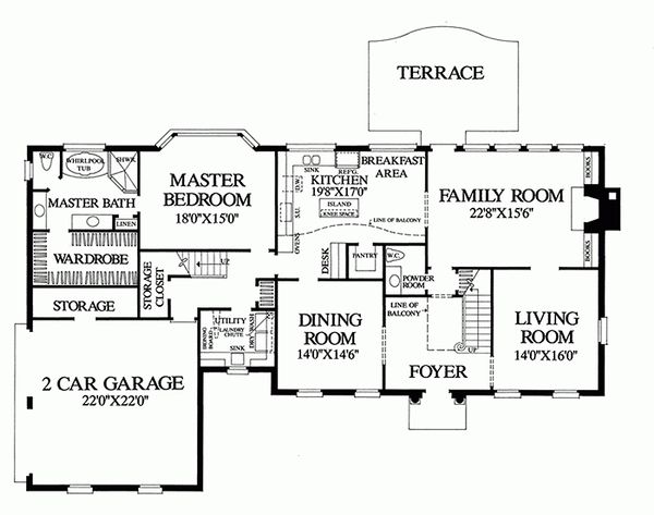 Architectural House Design - Colonial Floor Plan - Main Floor Plan #137-155