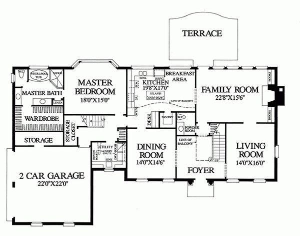 Home Plan - Colonial Floor Plan - Main Floor Plan #137-155