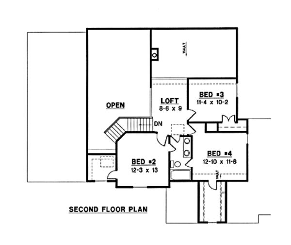 Traditional Floor Plan - Upper Floor Plan #67-171