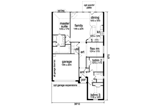 Floor Plan - Main Floor for Traditional House Plan #84-349 - 3 bed, 2 bath