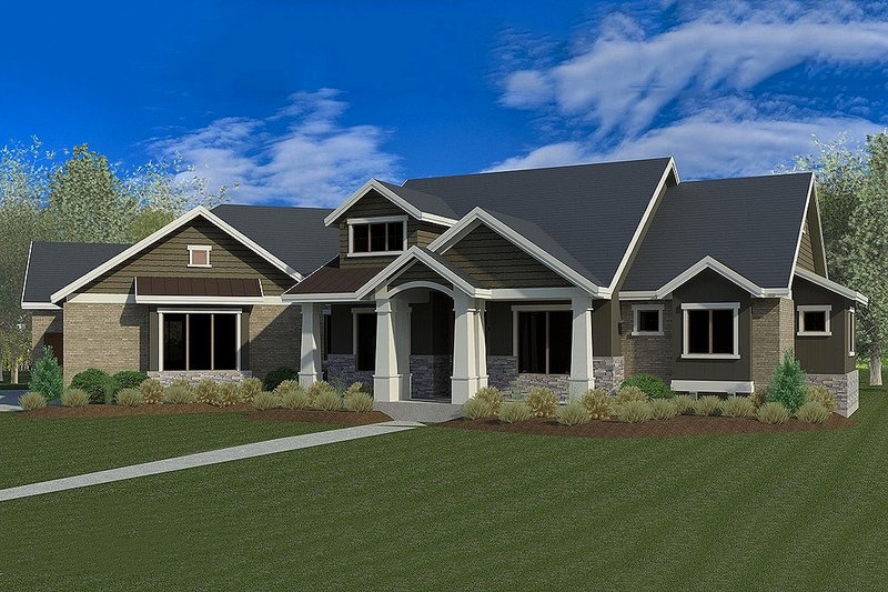 Architectural House Design - Craftsman Exterior - Front Elevation Plan #920-21