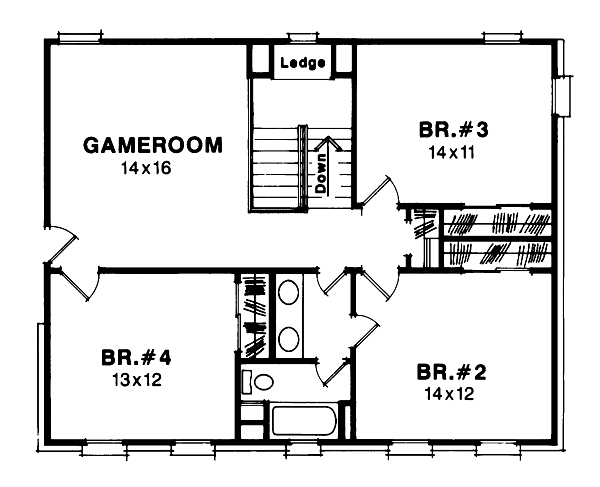Colonial Floor Plan - Upper Floor Plan #41-162