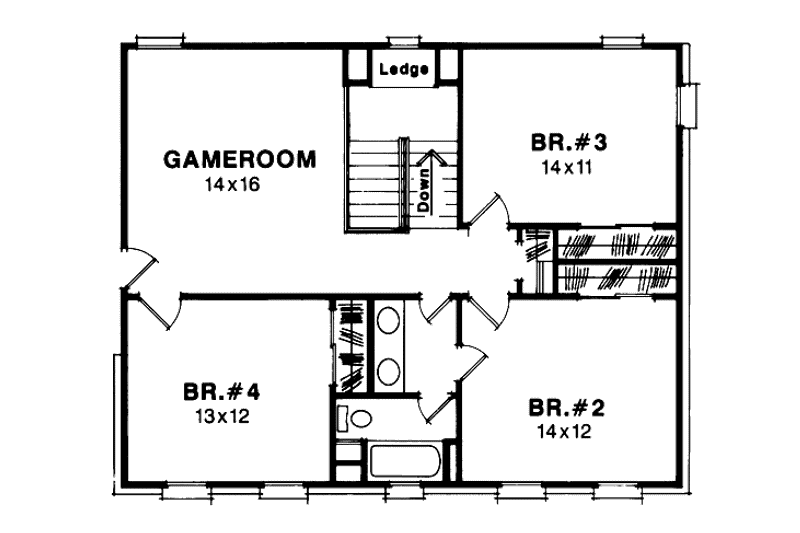 Dream House Plan - Floor Plan - Upper Floor for Colonial House Plan #41-162 - 4 bed, 2.5 bath
