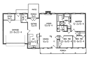 Floor Plan - Main Floor for Ranch House Plan #15-110 - 3 bed, 2 bath