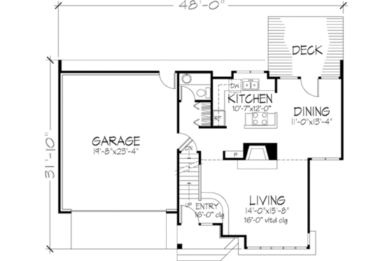 Floor Plan - Main Floor for Country House Plan #320-360 - 2 bed, 2.5 bath