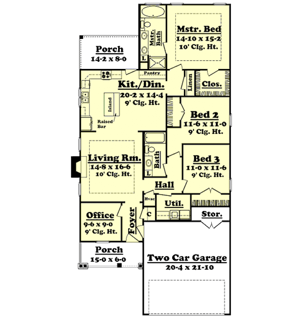Cottage Style House Plan 3 Beds 2 Baths 1700 Sq/Ft Plan