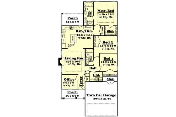 Floor Plan - Main Floor for Cottage House Plan #430-25 - 3 bed, 2 bath