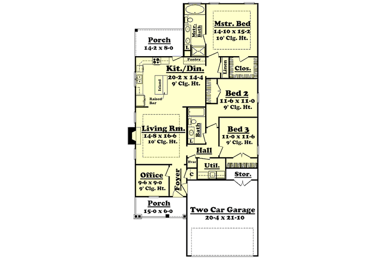 Home Plan - Floor Plan - Main Floor for Cottage House Plan #430-25 - 3 bed, 2 bath