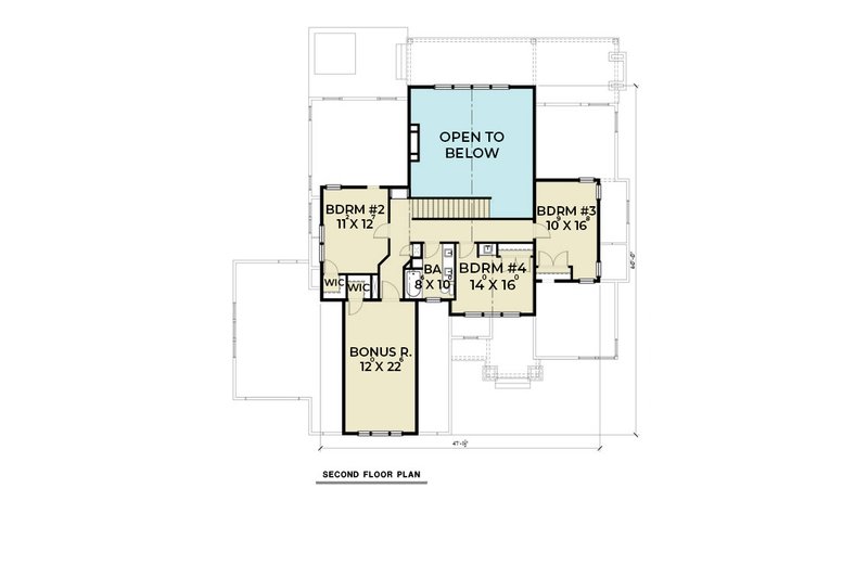 Architectural House Design - Floor Plan - Upper Floor for Craftsman House Plan #1070-101 - 4 bed, 3 bath