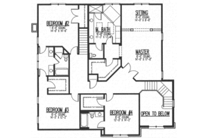 Floor Plan - Upper Floor for European House Plan #9-114 - 4 bed, 3.5 bath