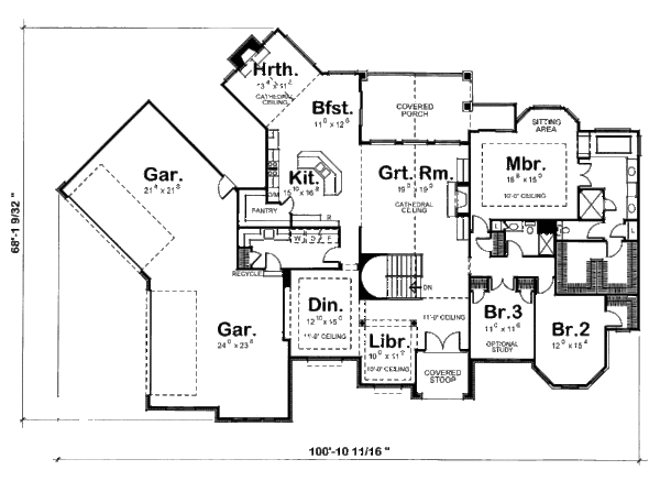House Plan Design - European Floor Plan - Main Floor Plan #20-1755
