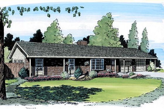 Exterior - Front Elevation for Traditional House Plan #312-725 - 4 bed, 2 bath