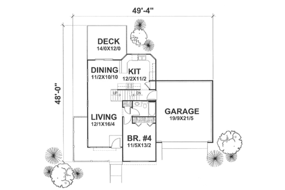 Floor Plan - Main Floor for Country House Plan #50-115 - 4 bed, 3 bath