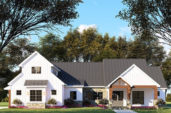 Exterior - Front Elevation 3 for Barndominium House Plan #923-130 - 3 bed, 2.5 bath