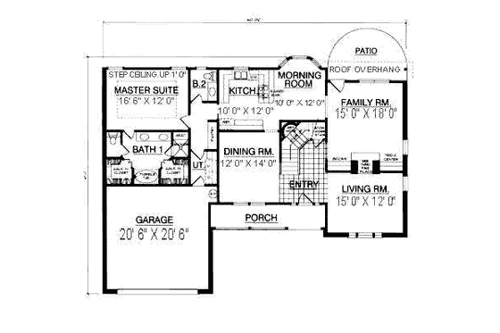 Floor Plan - Main Floor for Country House Plan #40-240 - 4 bed, 3.5 bath
