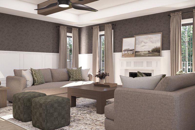 House Blueprint - Interior - Family Room 1 for Cottage House Plan #455-746 - 4 bed, 2.5 bath