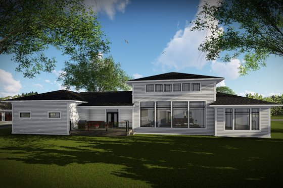 Exterior - Rear Elevation 3 for Craftsman House Plan #70-1486 - 2 bed, 3 bath