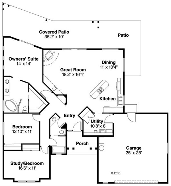 Adobe / Southwestern Floor Plan - Main Floor Plan #124-437