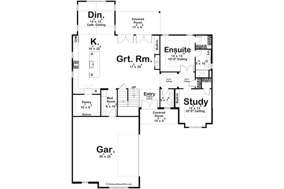 Floor Plan - Main Floor for Traditional House Plan #455-557 - 5 bed, 3.5 bath