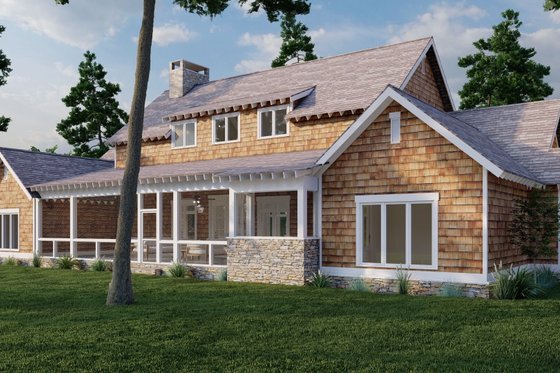 Exterior - Rear Elevation 3 for Craftsman House Plan #17-3419 - 3 bed, 3 bath