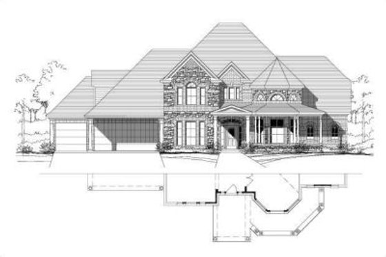 Exterior - Front Elevation for Traditional House Plan #411-228 - 5 bed, 4.5 bath