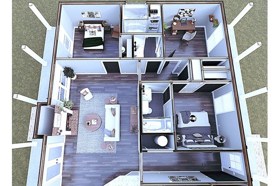 Floor Plan - Main Floor 1 for Farmhouse House Plan #44-281 - 4 bed, 3 bath