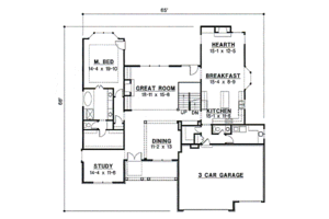Floor Plan - Main Floor for Traditional House Plan #67-445 - 4 bed, 3.5 bath