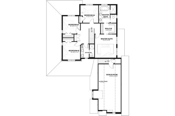Floor Plan - Upper Floor for Farmhouse House Plan #23-587 - 4 bed, 2.5 bath
