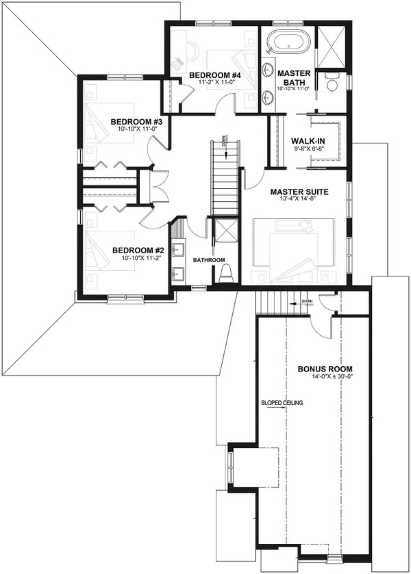 House Design - Floor Plan - Upper Floor for Farmhouse House Plan #23-587 - 4 bed, 2.5 bath