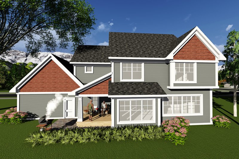 Architectural House Design - Exterior - Rear Elevation for Craftsman House Plan #70-1272 - 4 bed, 2.5 bath
