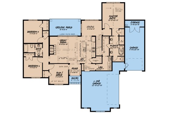 Floor Plan - Main Floor for Traditional House Plan #923-150 - 4 bed, 2 bath