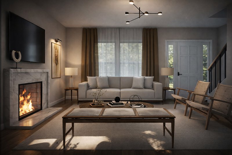 Home Plan - Interior - Family Room for Country House Plan #124-1377 - 3 bed, 2.5 bath