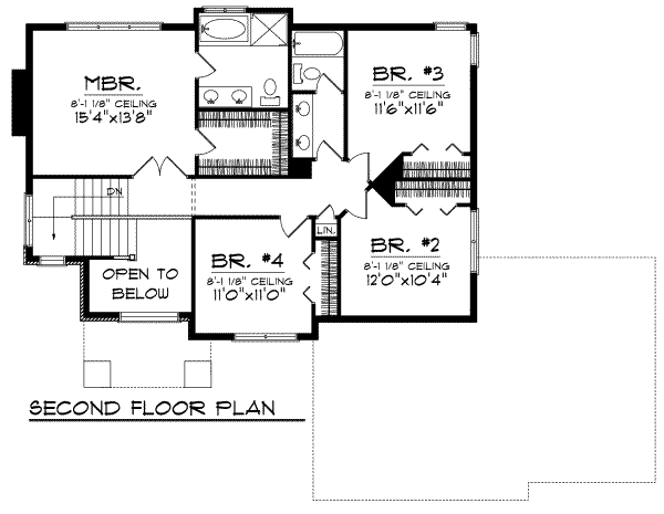 House Blueprint - Traditional Floor Plan - Upper Floor Plan #70-704